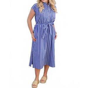 NEW SUNCOO cara shirt dress in blue stripe